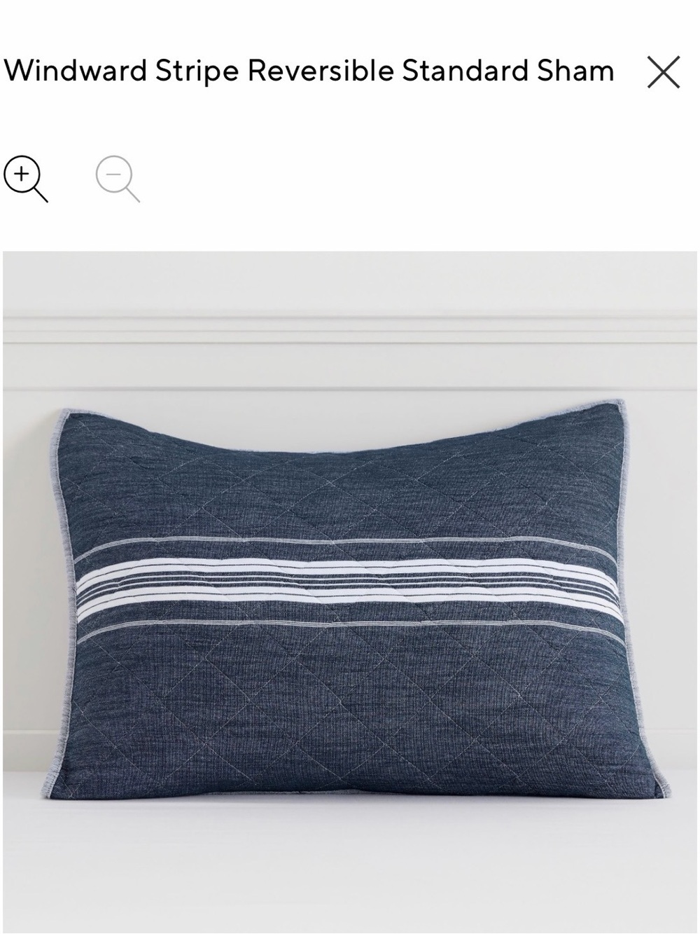 EUC Pottery Barn Teen Quilted Navy Stripe Sham Set (2) - Picture 3 of 16